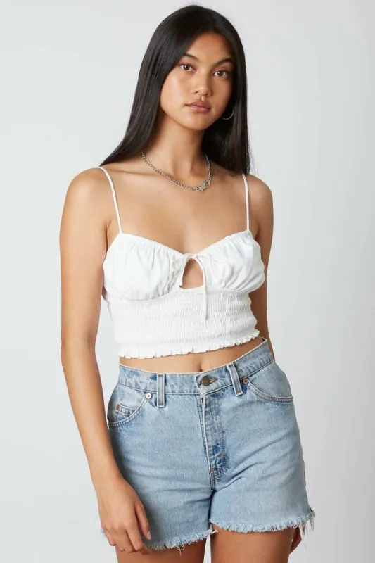Hope White Smocked Cutout Crop Top sold by Boho Pink