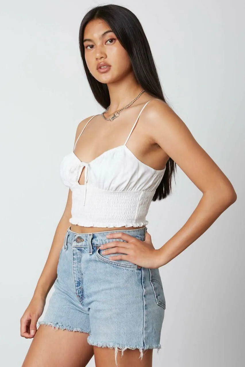 Hope White Smocked Cutout Crop Top sold by Boho Pink product image thumbnail 2