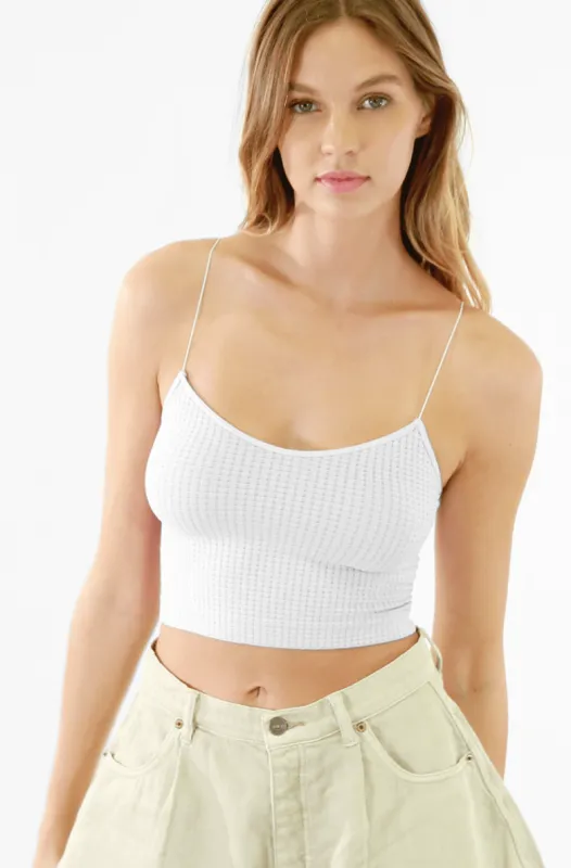 NIKIBIKI White Waffle Knit Cami Top sold by Boho Pink