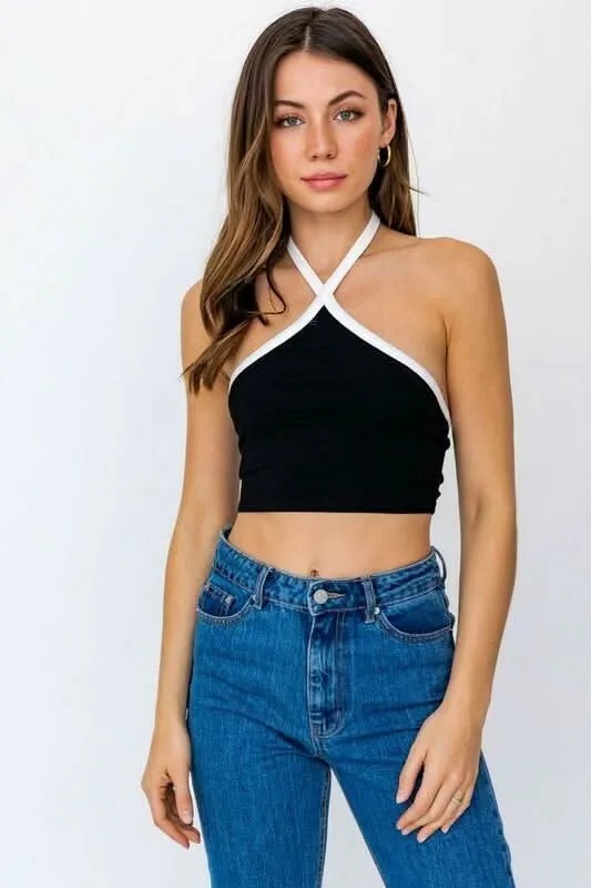 Pheobe Black Halter Top sold by Boho Pink