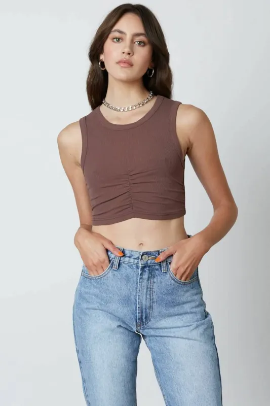 Next Level Chestnut Brown Cinched Cropped Tank made by Cotton Candy LA