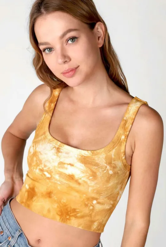 NIKIBIKI Sunflower Tie-Dye Cropped Chevron Tank sold by Boho Pink