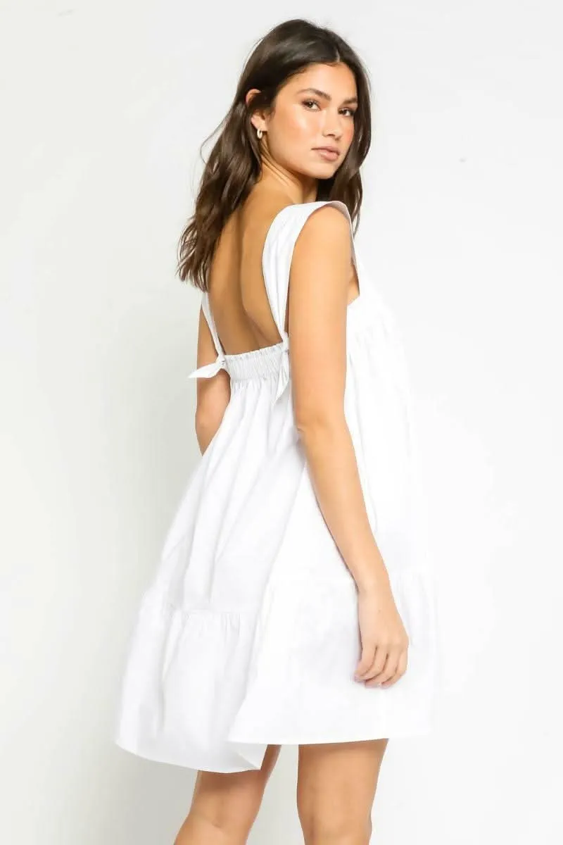 Summer Breeze White Tie-Strap Swing Dress sold by Boho Pink product image thumbnail 5