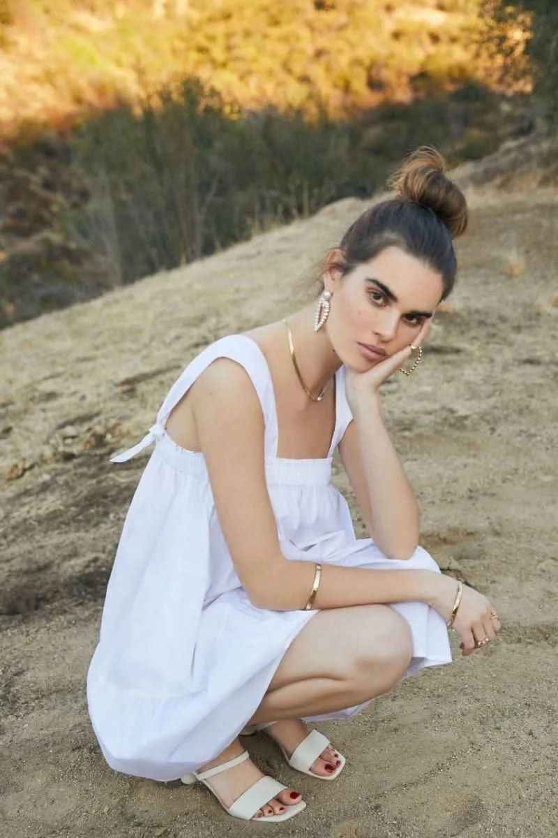 Summer Breeze White Tie-Strap Swing Dress sold by Boho Pink product image thumbnail 3