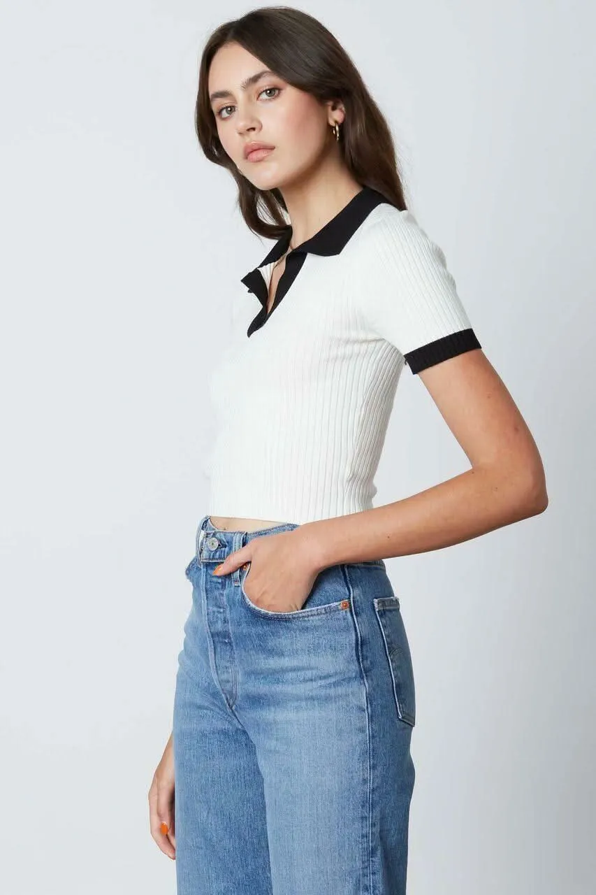 All The Preppy Vibes White Pollo Top sold by Boho Pink