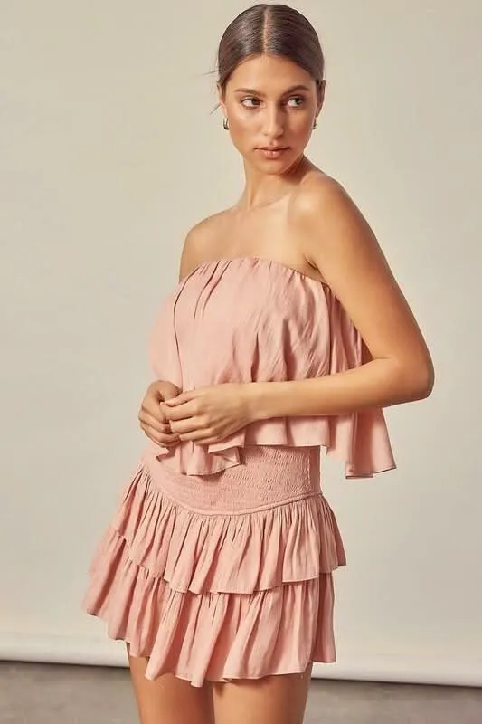Monaco Powder Rose Strapless Romper sold by Boho Pink product image thumbnail 2