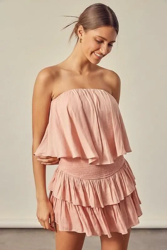 Monaco Powder Rose Strapless Romper sold by Boho Pink product image thumbnail 4