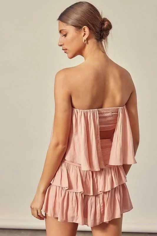 Monaco Powder Rose Strapless Romper sold by Boho Pink product image thumbnail 3
