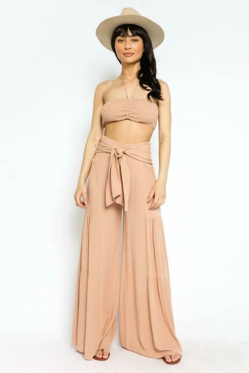 By The Shore Sandy Beige Two-Piece Jumpsuit sold by Boho Pink