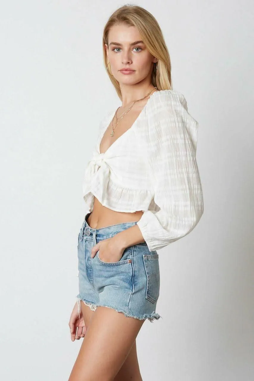 Meant To Be White Puff Sleeve Crop Top sold by Boho Pink product image thumbnail 2