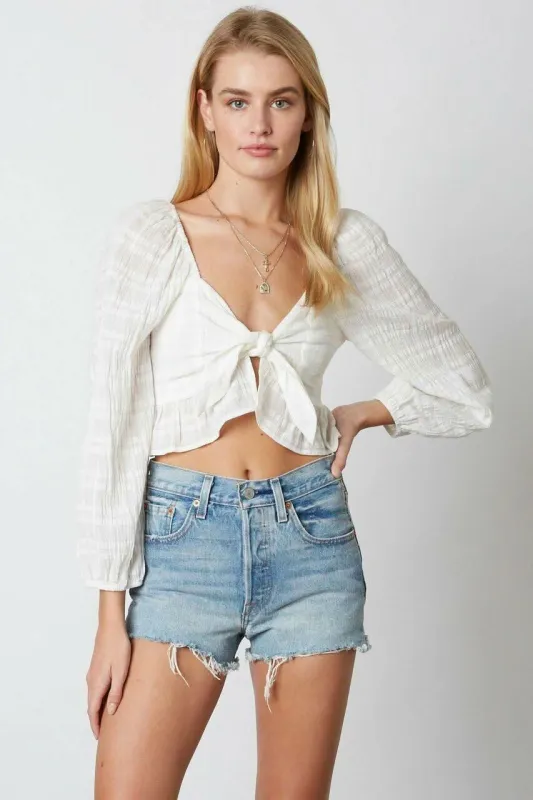 Meant To Be White Puff Sleeve Crop Top sold by Boho Pink