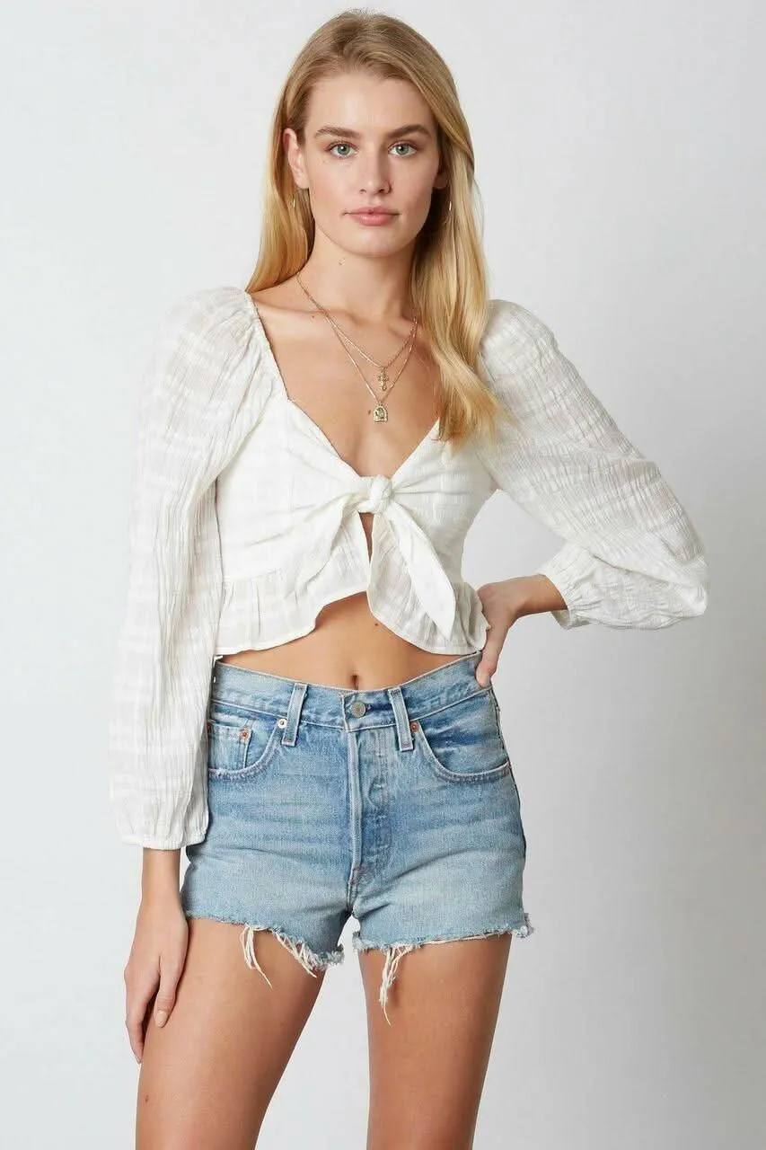 Meant To Be White Puff Sleeve Crop Top sold by Boho Pink