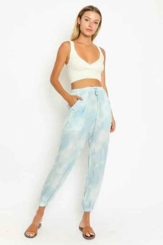Alice Light Blue Tie-Dye Jogger Pants sold by Boho Pink
