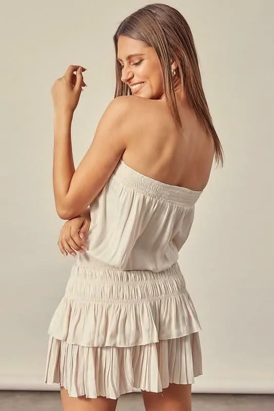 Lovely and Sweet Oatmeal Strapless Mini Dress sold by Boho Pink product image thumbnail 4