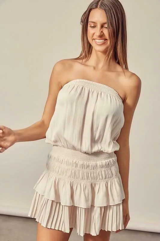 Lovely and Sweet Oatmeal Strapless Mini Dress sold by Boho Pink product image thumbnail 3