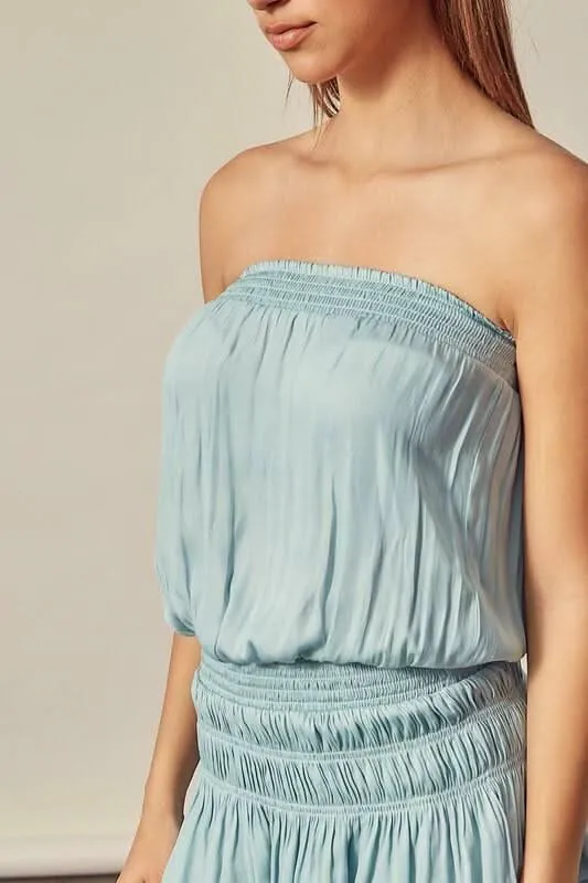 Lovely and Sweet Sage Blue Strapless Mini Dress sold by Boho Pink product image thumbnail 4