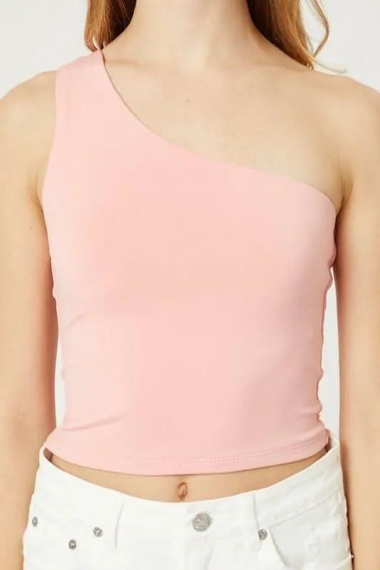 Elsa Pink One-Shoulder Cropped Tank Top sold by Boho Pink product image thumbnail 5