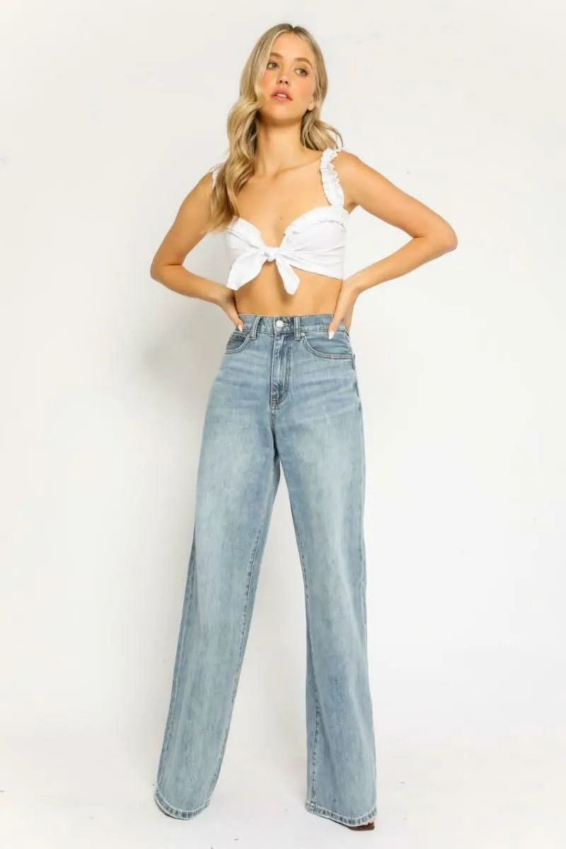Reese White Ruffle Front-Tie Crop Top sold by Boho Pink product image thumbnail 4