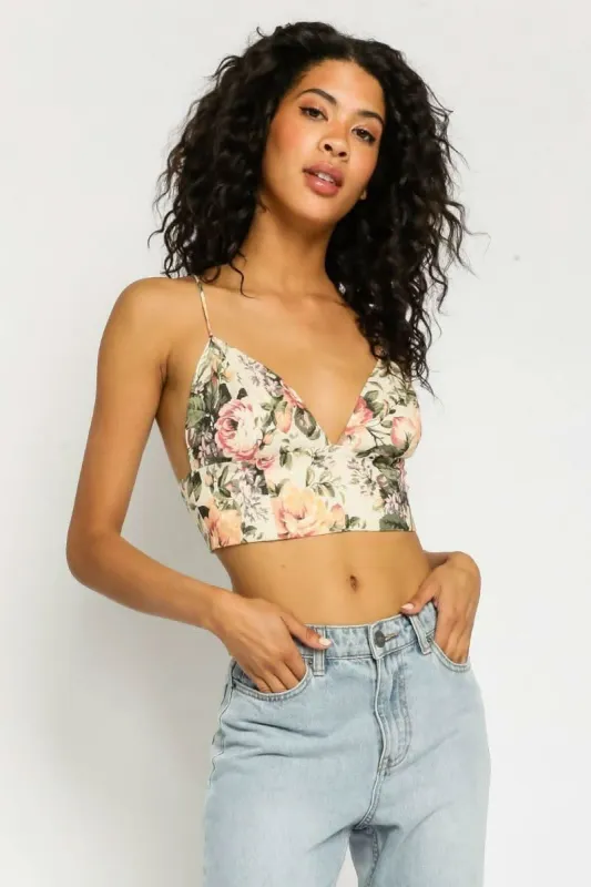 Lori Vintage Rose Print Cropped Tank Top sold by Boho Pink
