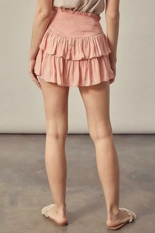 Monaco Coral Cloud Ruffled Skort sold by Boho Pink product image thumbnail 4