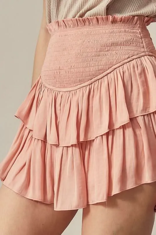 Monaco Coral Cloud Ruffled Skort sold by Boho Pink product image thumbnail 3