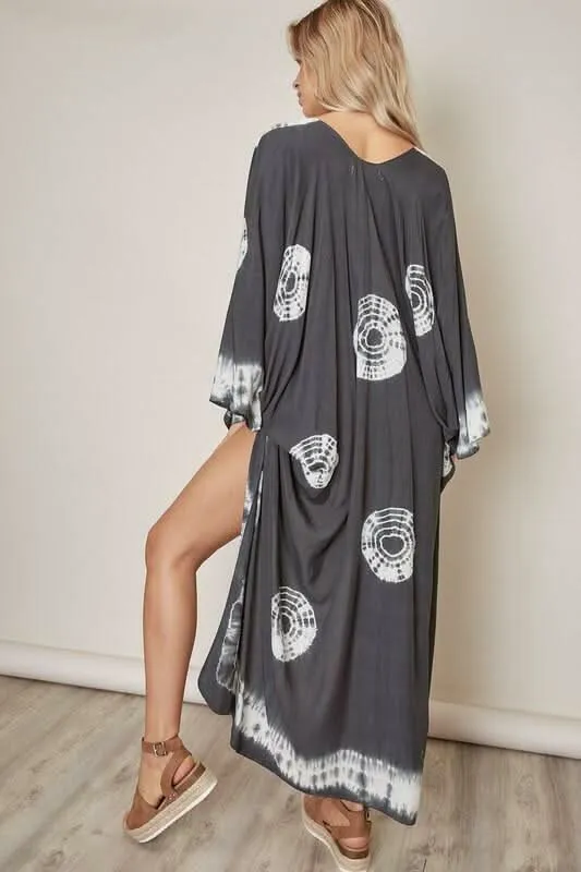 As You Wish Charcoal Tie-Dye Kimono sold by Boho Pink product image thumbnail 5