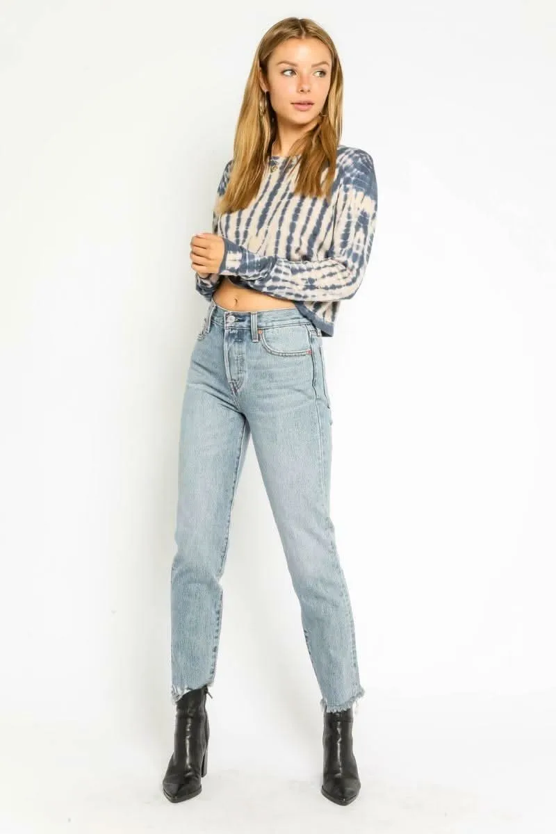 Manny Nude and Navy Tie-Dye Sweater Top sold by Boho Pink product image thumbnail 4