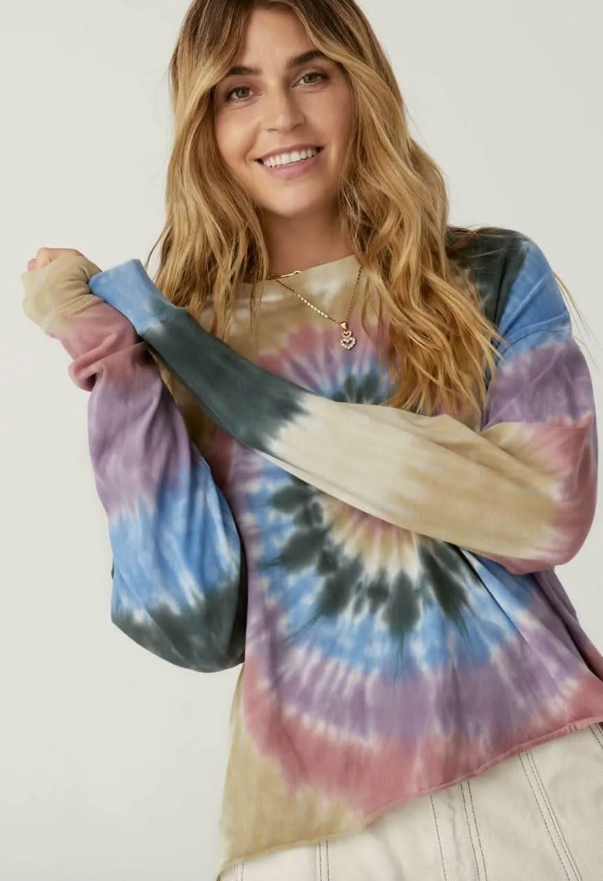 Autumn Tie Dye Long Sleeve Crop Top sold by Boho Pink product image thumbnail 5