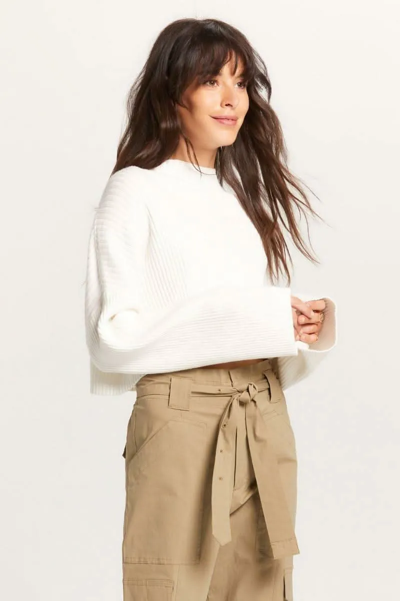 East Side Ivory Ribbed Knit Mock Neck Sweater sold by Boho Pink product image thumbnail 2