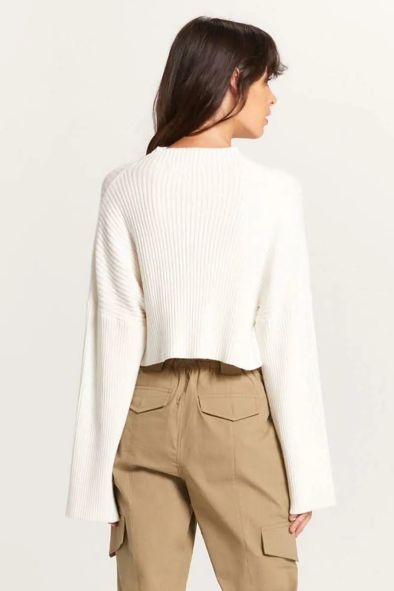 East Side Ivory Ribbed Knit Mock Neck Sweater sold by Boho Pink product image thumbnail 4