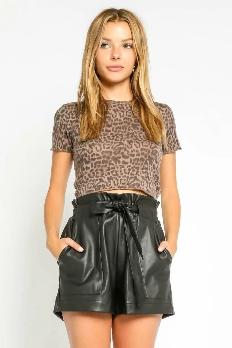 Take A Chance Brown Leopard Print Cropped Sweater sold by Boho Pink