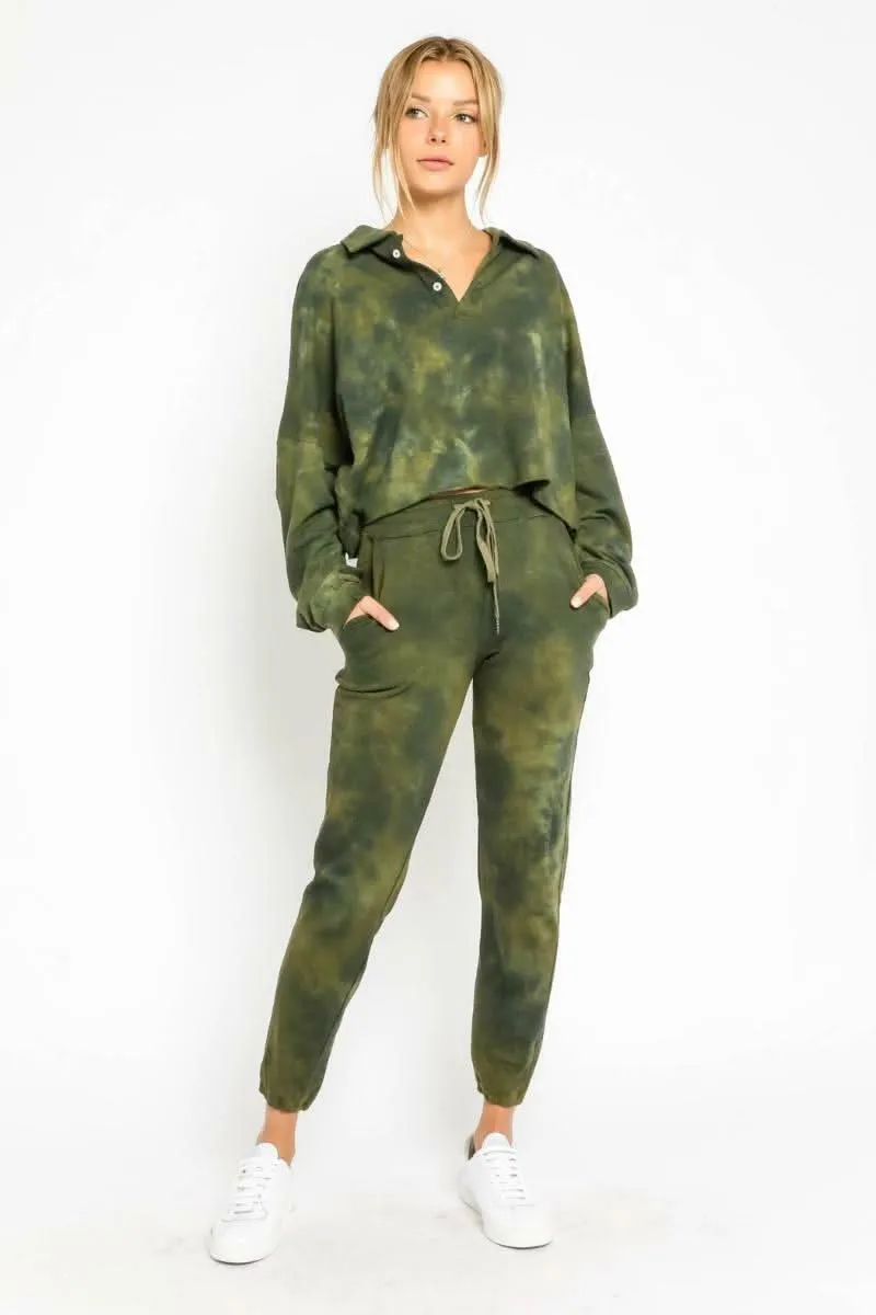 Just Go With It Olive Tie-Dye Drawstring Joggers sold by Boho Pink product image thumbnail 3