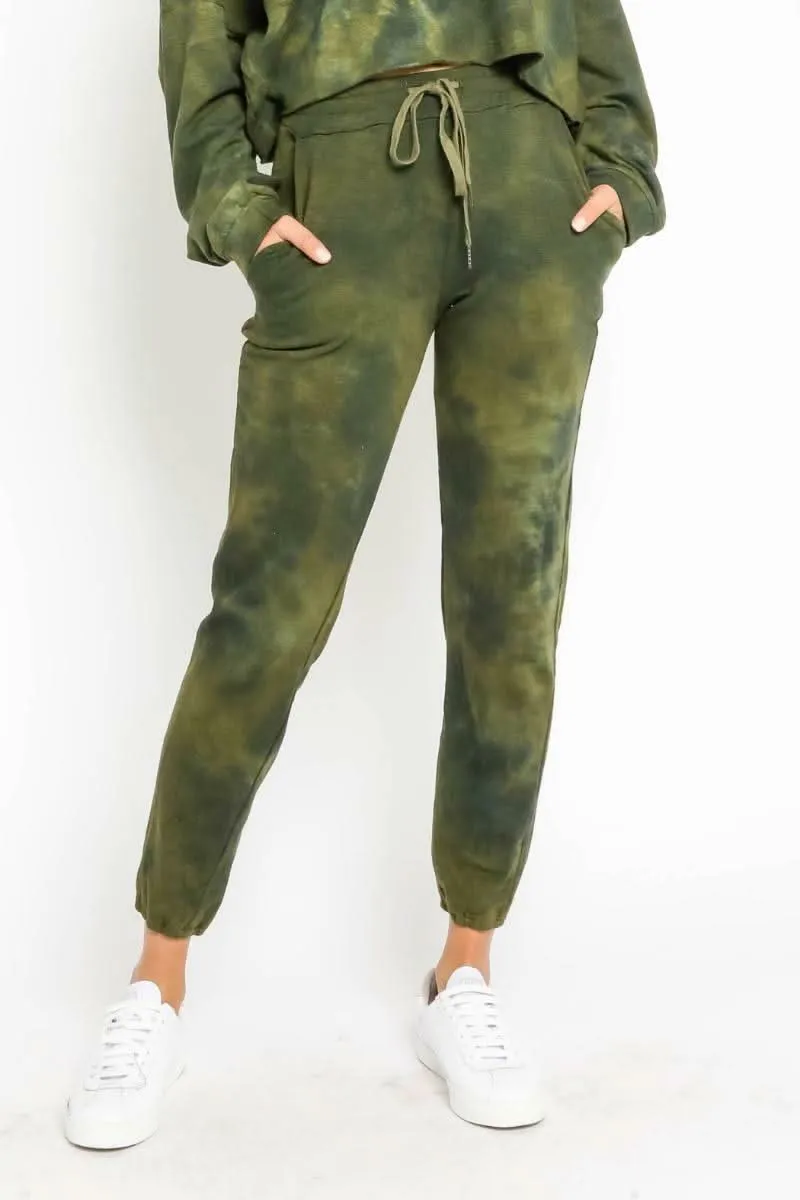 Just Go With It Olive Tie-Dye Drawstring Joggers sold by Boho Pink