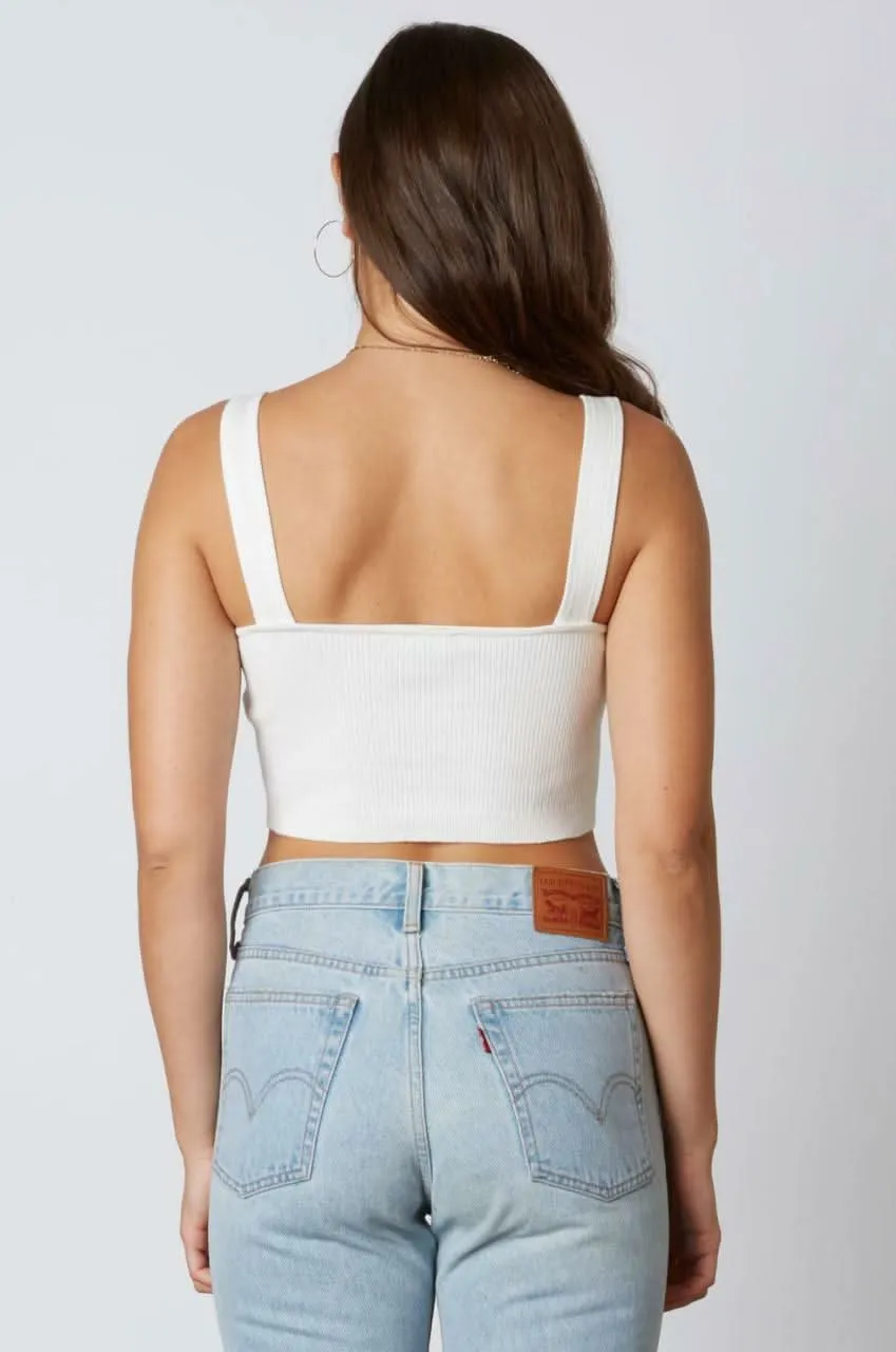 Allison Solid Rib White Cropped Tank Top sold by Boho Pink product image thumbnail 2