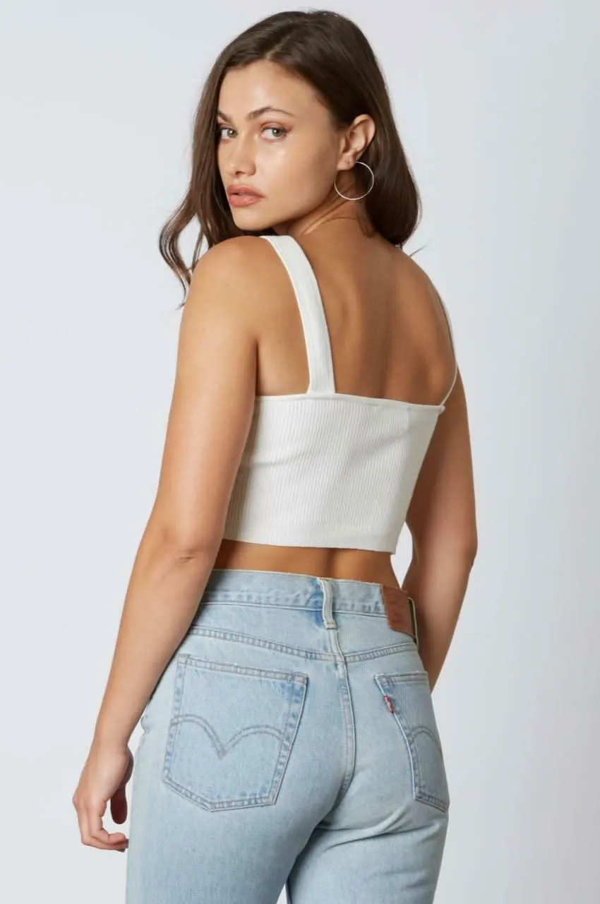 Allison Solid Rib White Cropped Tank Top sold by Boho Pink product image thumbnail 3