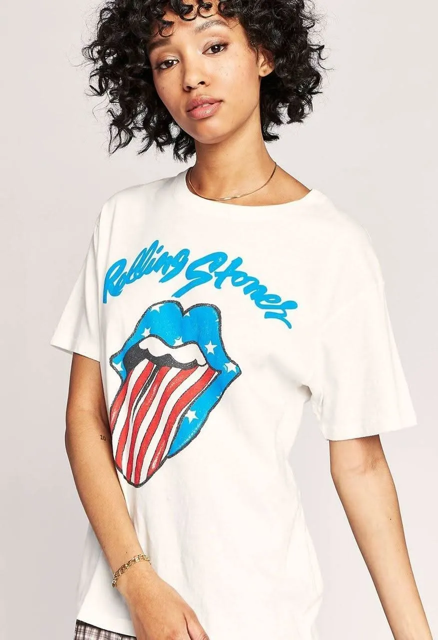 Daydreamer Rolling Stones Stars And Stripes Boyfriend Tee sold by Boho Pink