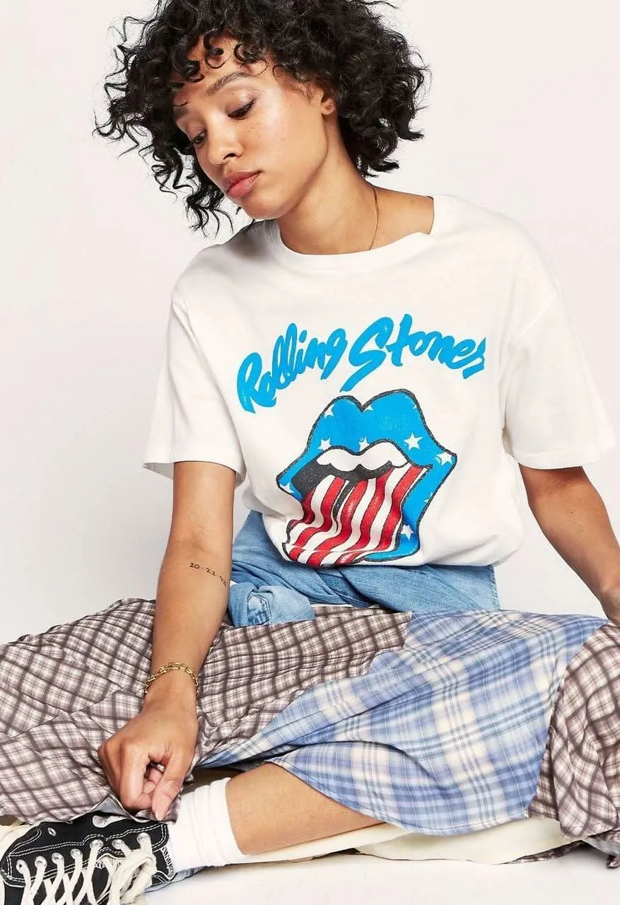 Daydreamer Rolling Stones Stars And Stripes Boyfriend Tee sold by Boho Pink product image thumbnail 4