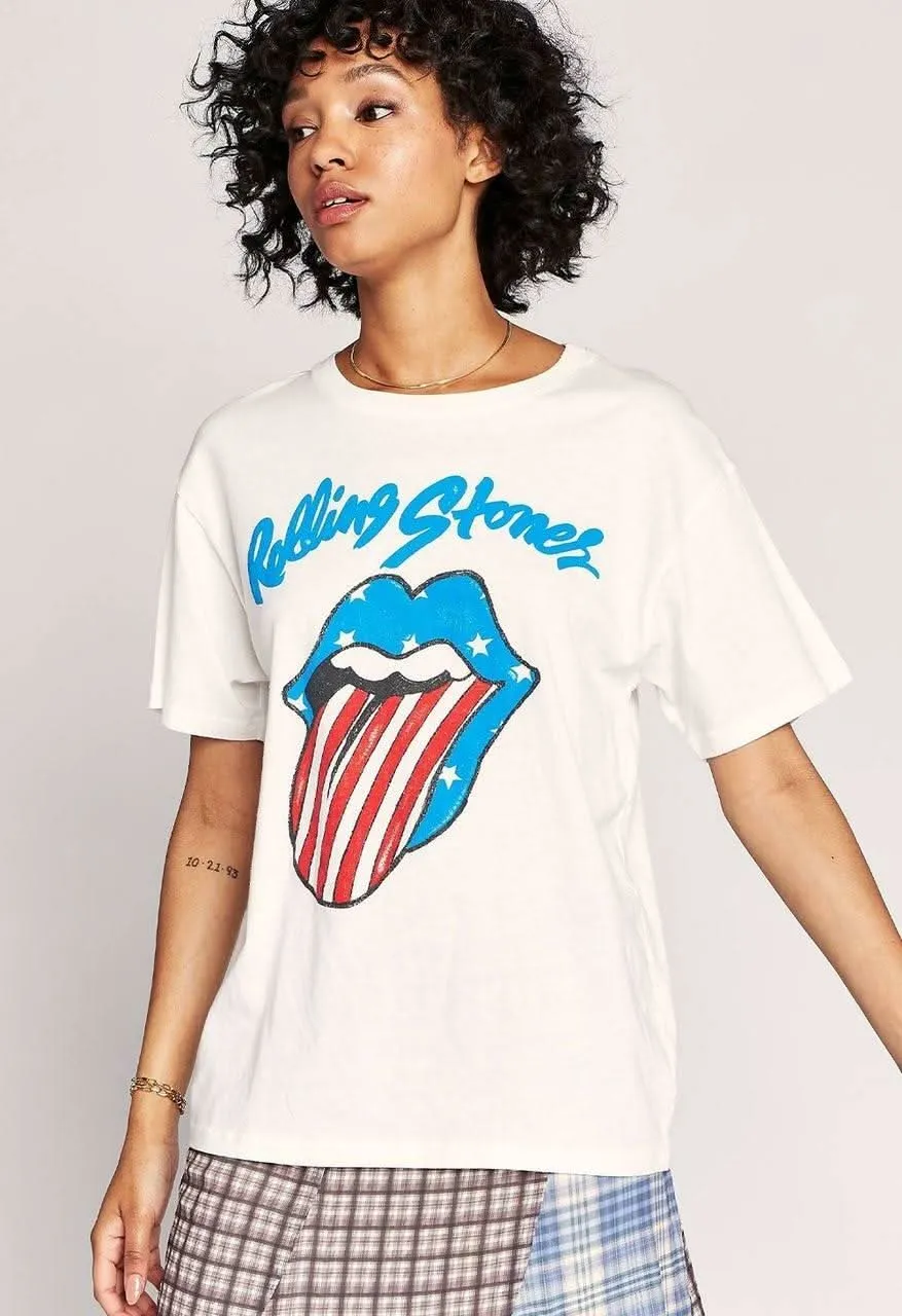 Daydreamer Rolling Stones Stars And Stripes Boyfriend Tee sold by Boho Pink product image thumbnail 2