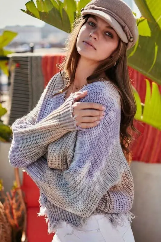 Easy Vibes Lavender Tie-Dye Snag Sweater sold by Boho Pink product image thumbnail 5
