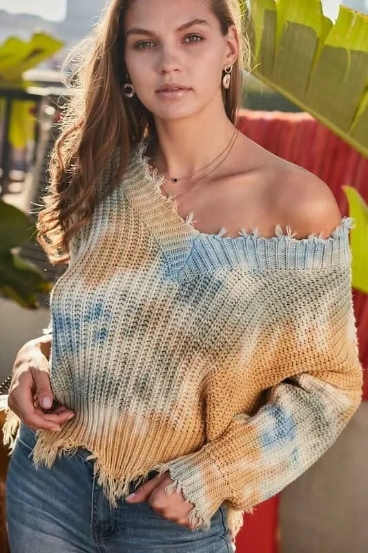 Easy Vibes Blue Tie-Dye Snag Sweater sold by Boho Pink product image thumbnail 5