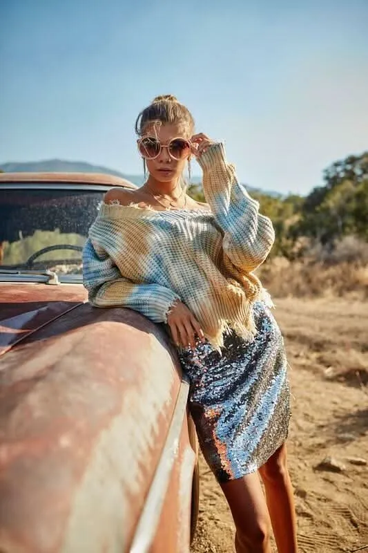 Easy Vibes Blue Tie-Dye Snag Sweater sold by Boho Pink product image thumbnail 2