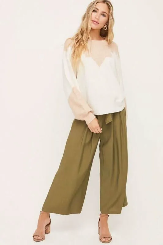 Just in Time Ivory and Blush Colorblock Crew Neck Sweater sold by Boho Pink product image thumbnail 2