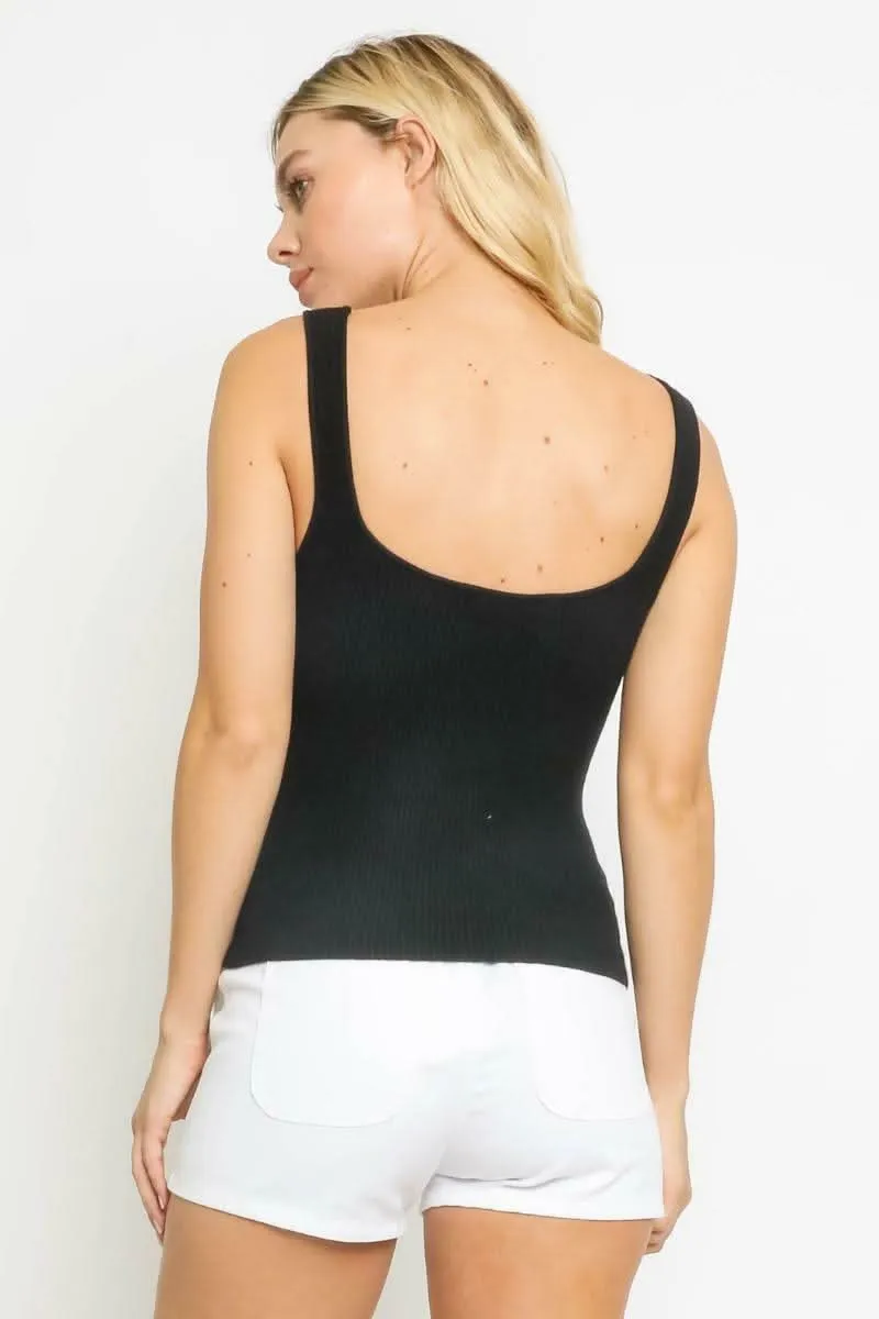 Becca Black Ribbed Tank Top sold by Boho Pink product image thumbnail 4