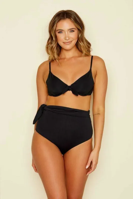 Grace Black High Waisted Bikini Bottom sold by Boho Pink