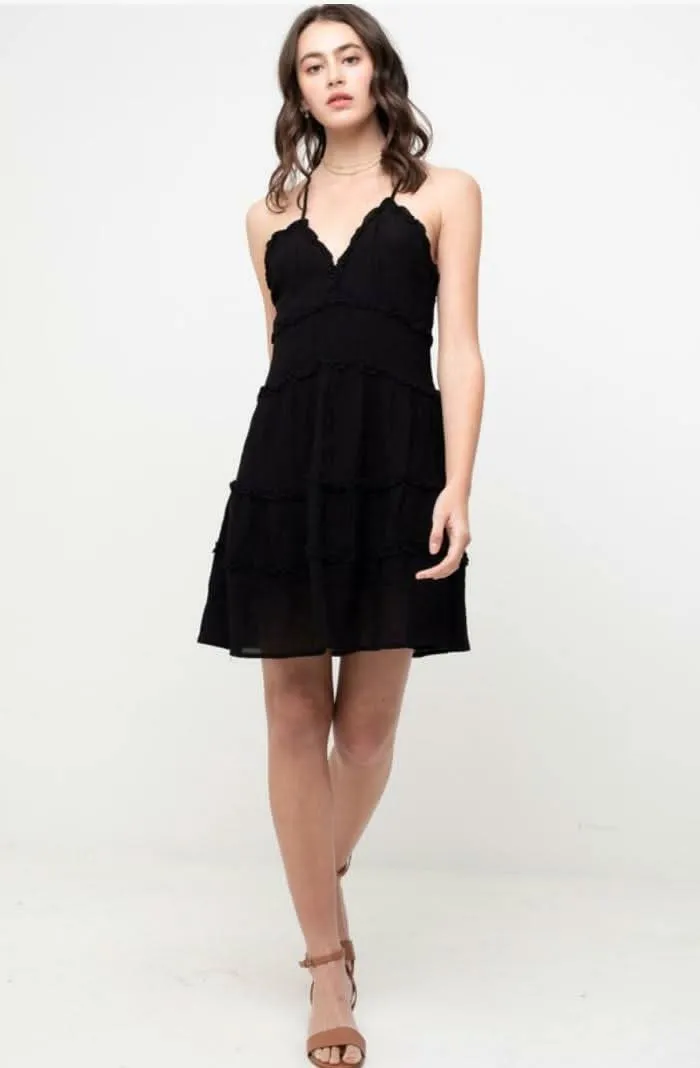 Gina Black Ruffle Mini Dress sold by Boho Pink product image thumbnail 5