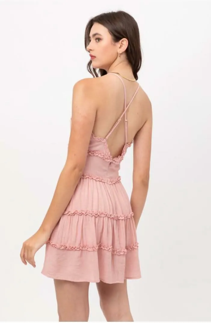 Gina Blush Pink Ruffle Mini Dress sold by Boho Pink product image thumbnail 2