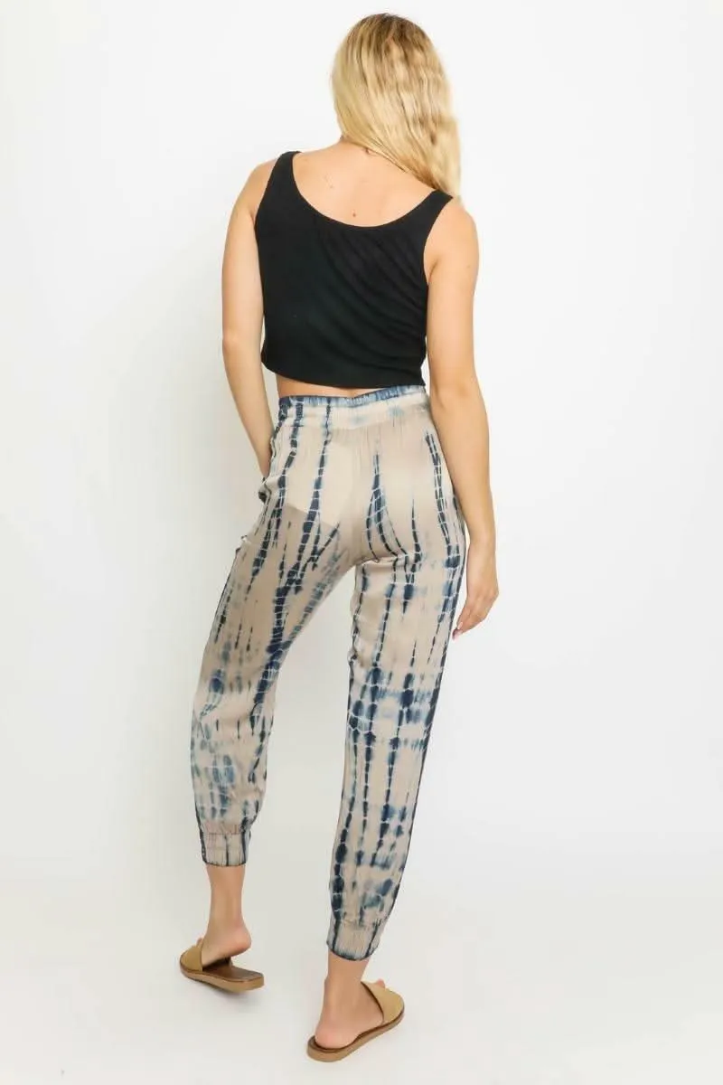 Good Vibes Nude and Navy Blue Tie-Dye Jogger Pants sold by Boho Pink product image thumbnail 4