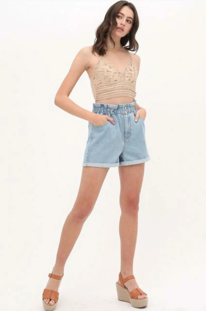 Becca Khaki Crochet Lace Crop Top sold by Boho Pink product image thumbnail 3