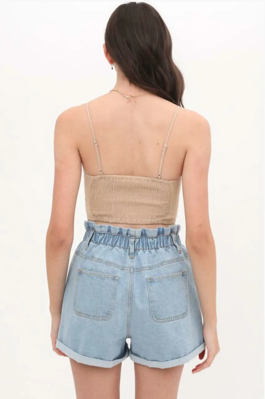 Becca Khaki Crochet Lace Crop Top sold by Boho Pink product image thumbnail 2