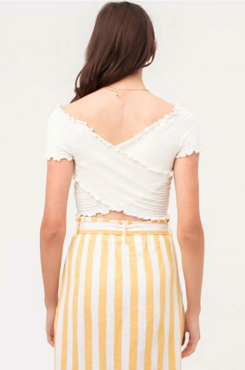 Boardwalk White Smocked Crop Top sold by Boho Pink product image thumbnail 5